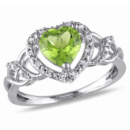 Rings JMS always Original Amour 110 CT TDW Diamond and 1 13 CT TGW Peridot Ring in Sterling Silver Rings JMS always Original Amour 110 CT TDW Diamond and 1 13 CT TGW Peridot Ring in Sterling Silver