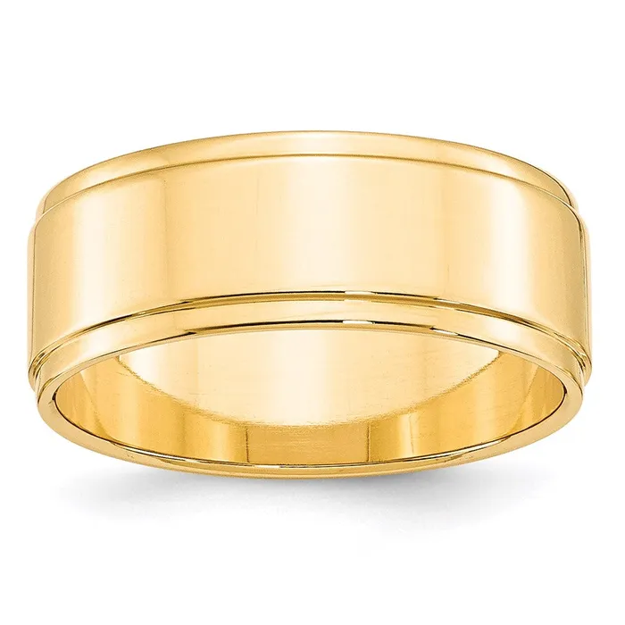 Rings Solid 10K Yellow Gold 8mm Flat with Step Edge MensWomens Wedding Band Ring Size 5 Goldia Rings Solid 10K Yellow Gold 8mm Flat with Step Edge MensWomens Wedding Band Ring Size 5 Goldia