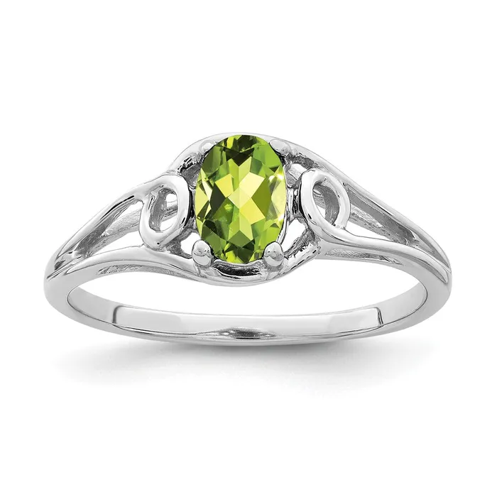 Rings Solid 14k White Gold 6x4mm Oval Simulated Peridot Ring Goldia