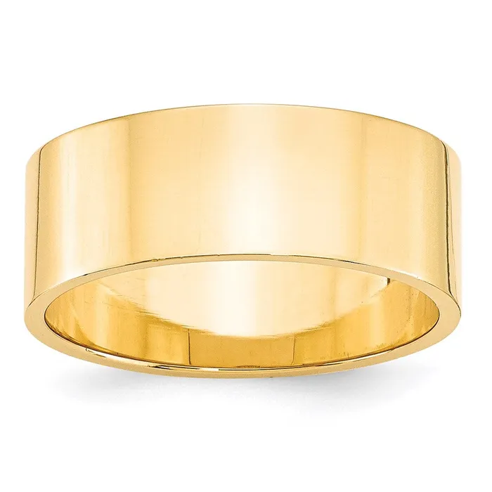 Rings Solid 14K Yellow Gold 8mm Light Weight Flat MensWomens Wedding Band Ring Size 135 Goldia