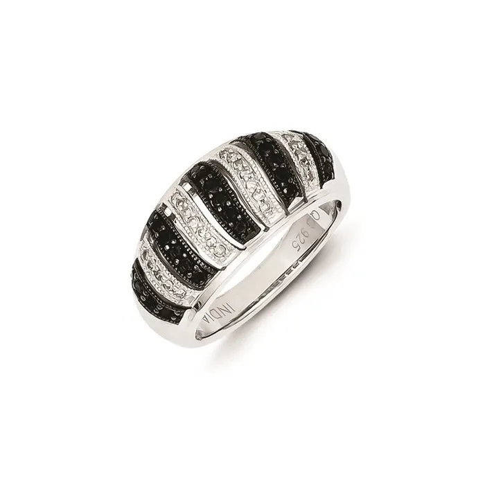 Rings Sterling Silver Black Diamond Fancy Swirl Design Ring Goldia
