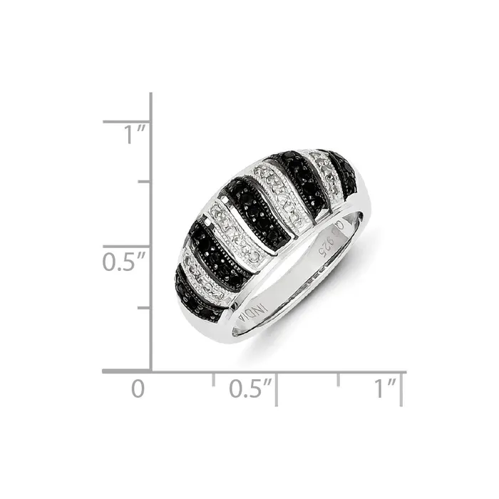 Rings Sterling Silver Black Diamond Fancy Swirl Design Ring Goldia