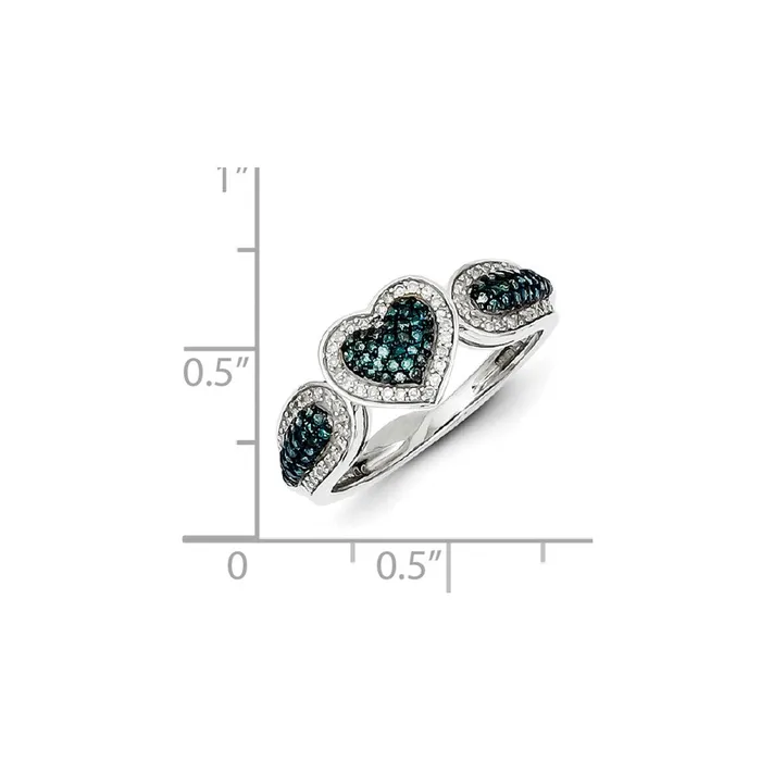 Rings Sterling Silver Blue and White Diamond Heart Ring Goldia