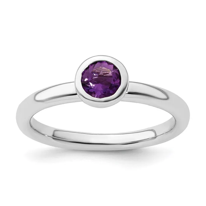 Rings Sterling Silver Stackable Expressions Low 5mm Round Amethyst Ring Goldia Rings Sterling Silver Stackable Expressions Low 5mm Round Amethyst Ring Goldia