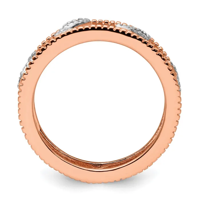 Rings Sterling Silver Stackable Expressions Rose Goldplated Diamond Jacket Ring Goldia