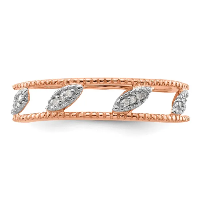 Rings Sterling Silver Stackable Expressions Rose Goldplated Diamond Jacket Ring Goldia