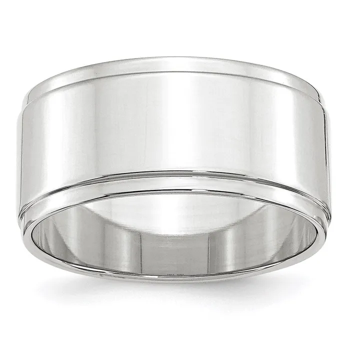 Solid 14K White Gold 10mm Flat with Step Edge MensWomens Wedding Band Ring Size 105 Goldia Rings Solid 14K White Gold 10mm Flat with Step Edge MensWomens Wedding Band Ring Size 105 Goldia Rings