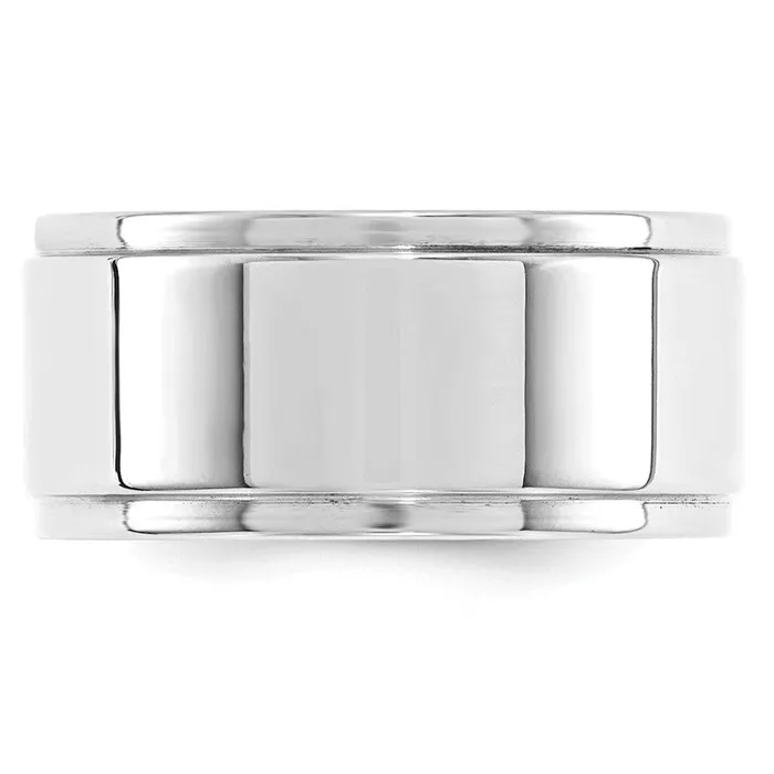 Solid 14K White Gold 10mm Flat with Step Edge MensWomens Wedding Band Ring Size 105 Goldia Rings Solid 14K White Gold 10mm Flat with Step Edge MensWomens Wedding Band Ring Size 105 Goldia Rings