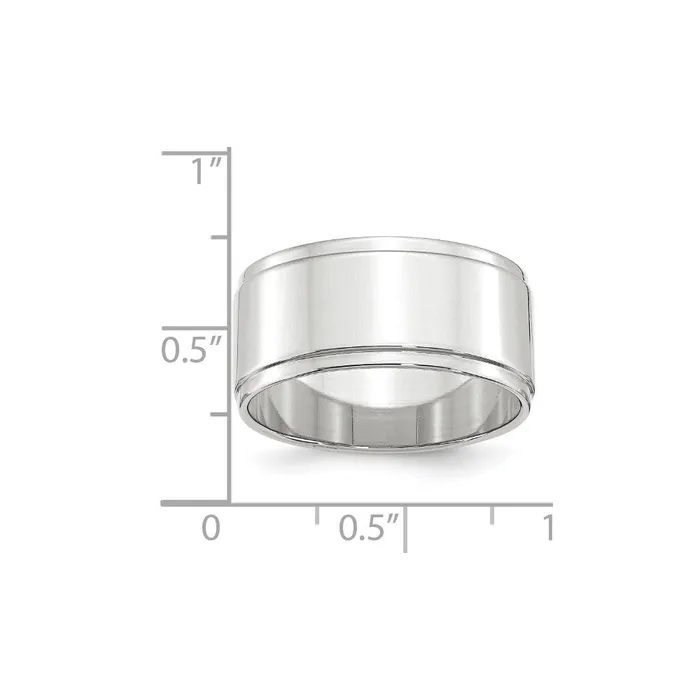 Solid 14K White Gold 10mm Flat with Step Edge MensWomens Wedding Band Ring Size 105 Goldia Rings Solid 14K White Gold 10mm Flat with Step Edge MensWomens Wedding Band Ring Size 105 Goldia Rings