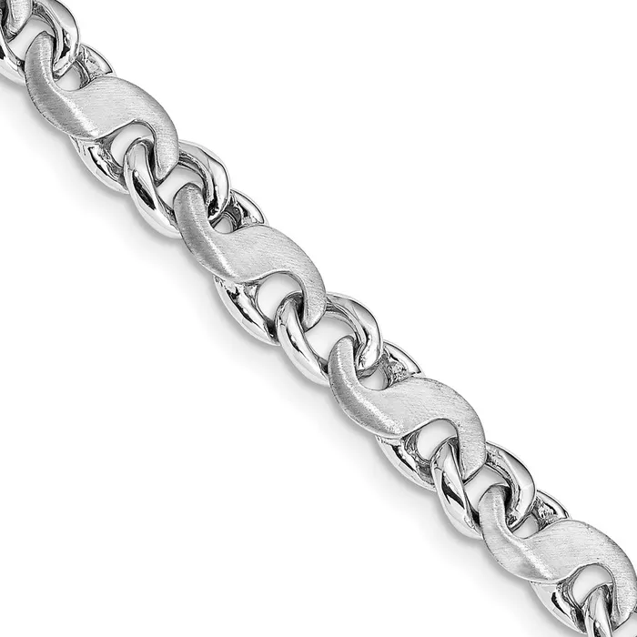 Solid 14K White Gold 20 inch 54mm Hand Polished and Satin Fancy SLink with Fancy Lobster Clasp Chain Necklace MDS Necklaces Solid 14K White Gold 20 inch 54mm Hand Polished and Satin Fancy SLink with Fancy Lobster Clasp Chain Necklace MDS Necklaces