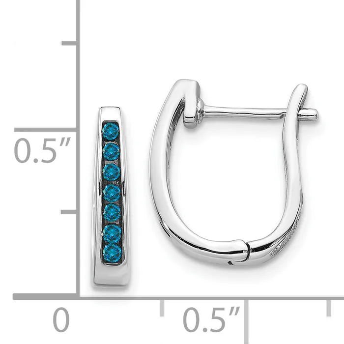 Solid 14k White Gold Blue Simulated CZ 3mm Hinged Hoop Earrings Goldia Earrings Solid 14k White Gold Blue Simulated CZ 3mm Hinged Hoop Earrings Goldia Earrings