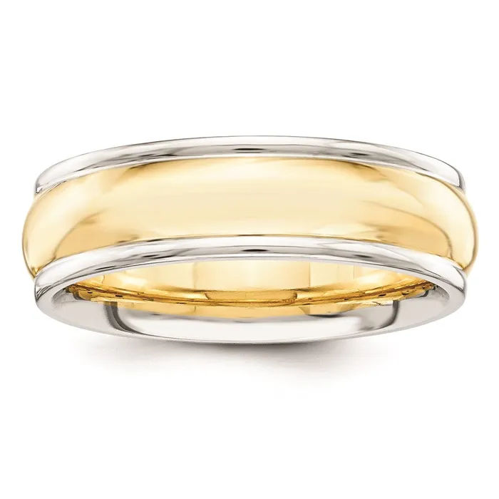Solid 14K Yellow Gold TwoTone 6mm Domed Size 8 Wedding MensWomens Wedding Band Ring Goldia Rings Solid 14K Yellow Gold TwoTone 6mm Domed Size 8 Wedding MensWomens Wedding Band Ring Goldia Rings