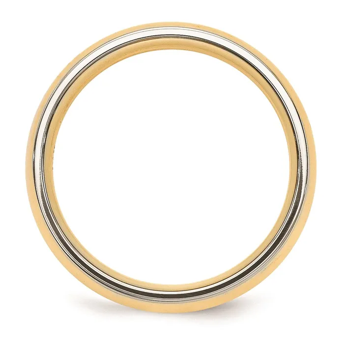 Solid 14K Yellow Gold TwoTone 6mm Domed Size 8 Wedding MensWomens Wedding Band Ring Goldia Rings Solid 14K Yellow Gold TwoTone 6mm Domed Size 8 Wedding MensWomens Wedding Band Ring Goldia Rings
