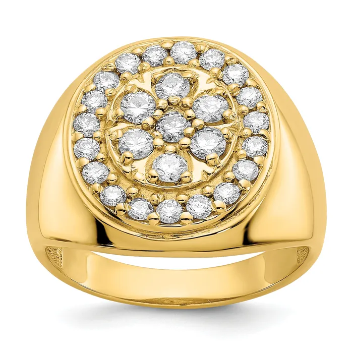 Solid 14k Yellow Gold VS Simulated CZ mens Ring Goldia Rings