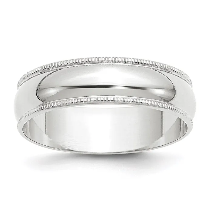 Solid 18K White Gold 6mm Light Weight Milgrain Half Round MensWomens Wedding Band Ring Size 85 Goldia Rings Solid 18K White Gold 6mm Light Weight Milgrain Half Round MensWomens Wedding Band Ring Size 85 Goldia Rings