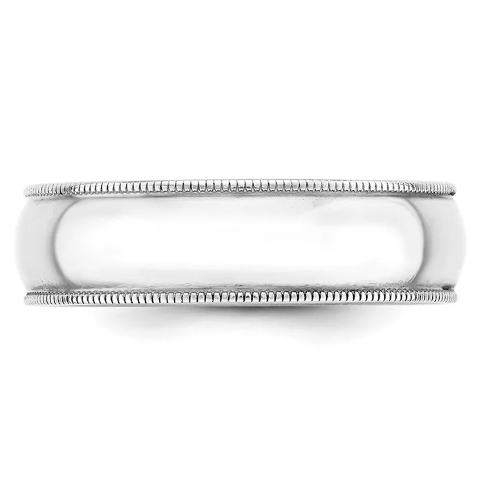 Solid 18K White Gold 6mm Light Weight Milgrain Half Round MensWomens Wedding Band Ring Size 85 Goldia Rings Solid 18K White Gold 6mm Light Weight Milgrain Half Round MensWomens Wedding Band Ring Size 85 Goldia Rings