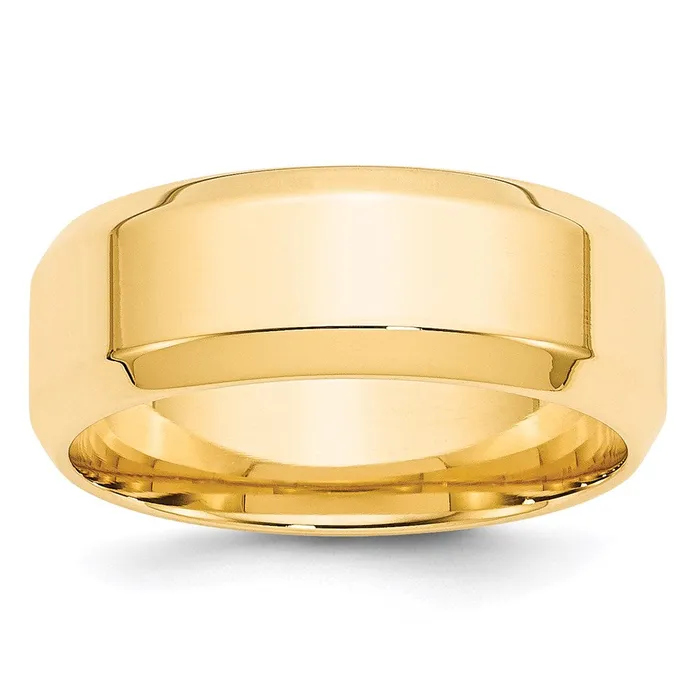 Solid 18K Yellow Gold 8mm Bevel Edge Comfort Fit MensWomens Wedding Band Ring Size 4 Goldia Rings Solid 18K Yellow Gold 8mm Bevel Edge Comfort Fit MensWomens Wedding Band Ring Size 4 Goldia Rings