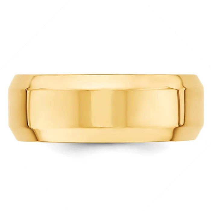 Solid 18K Yellow Gold 8mm Bevel Edge Comfort Fit MensWomens Wedding Band Ring Size 4 Goldia Rings Solid 18K Yellow Gold 8mm Bevel Edge Comfort Fit MensWomens Wedding Band Ring Size 4 Goldia Rings