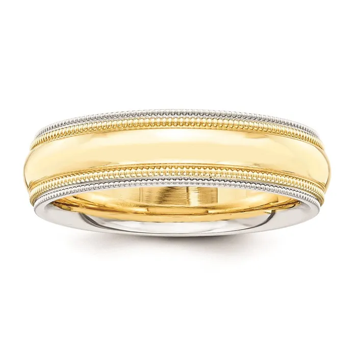 Solid 18K Yellow Gold TwoTone 5mm MilgrainedEdged Size 12 Wedding MensWomens Wedding Band Ring Goldia Rings Solid 18K Yellow Gold TwoTone 5mm MilgrainedEdged Size 12 Wedding MensWomens Wedding Band Ring Goldia Rings