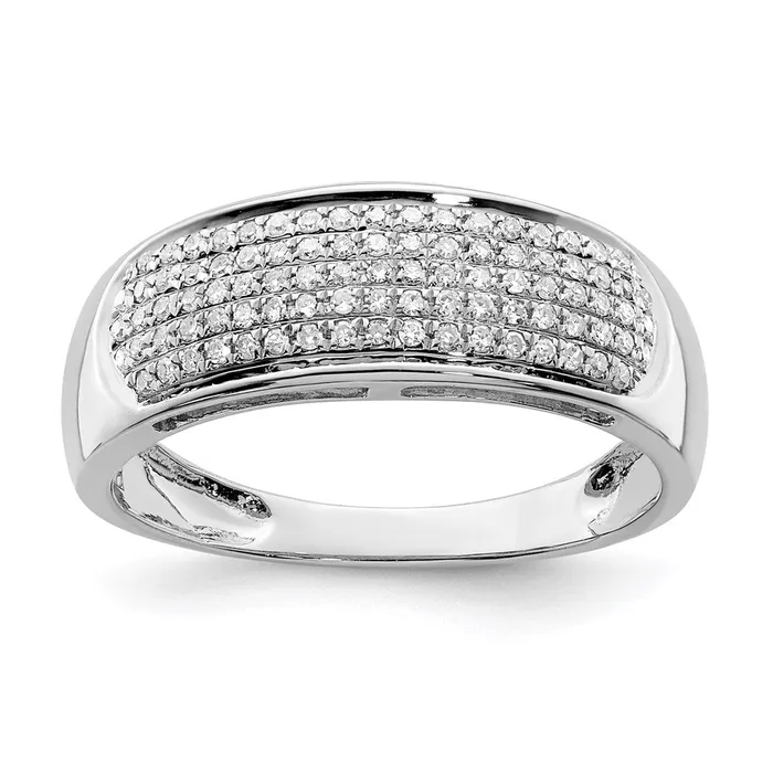 Sterling Silver Rhodium Plated Diamond Ladies Band Goldia Rings