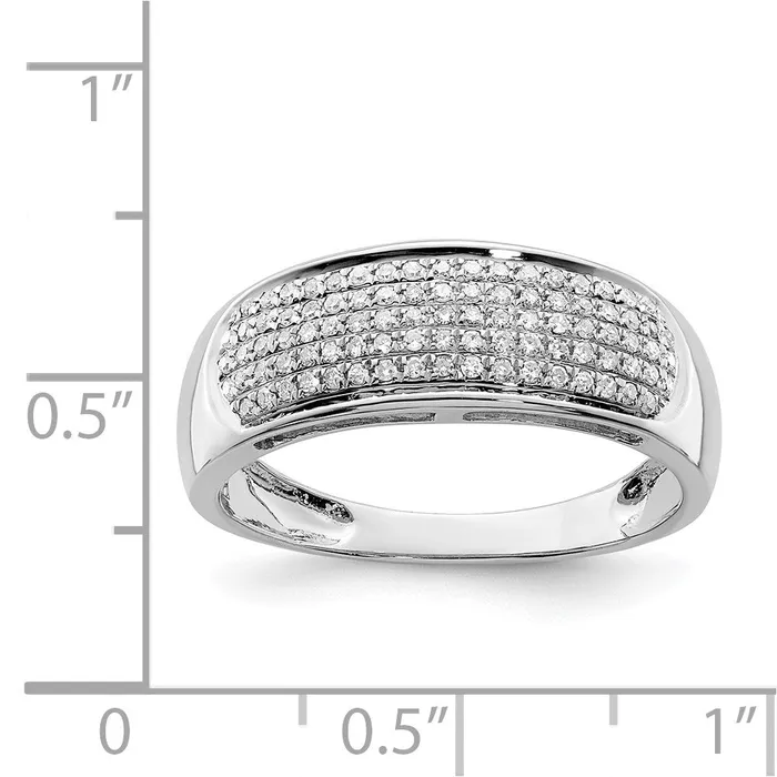 Sterling Silver Rhodium Plated Diamond Ladies Band Goldia Rings