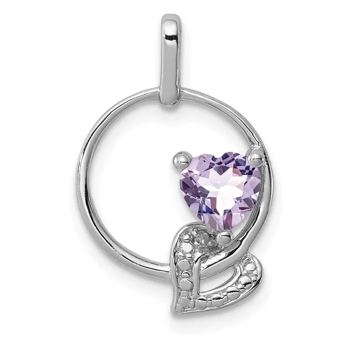 Sterling Silver Rhodiumplated Pink Quartz Diamond Pendant Goldia Necklaces