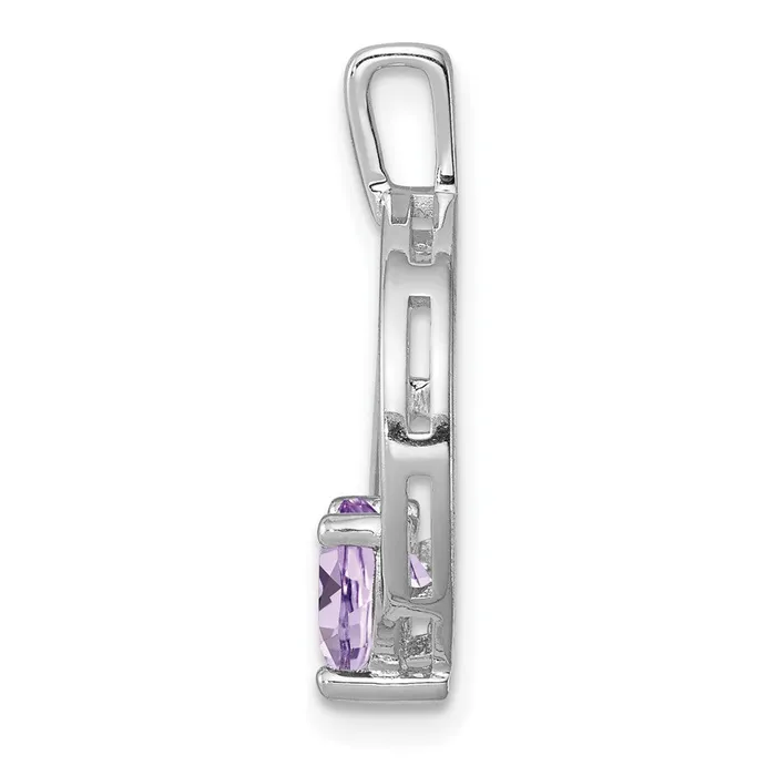 Sterling Silver Rhodiumplated Pink Quartz Diamond Pendant Goldia Necklaces