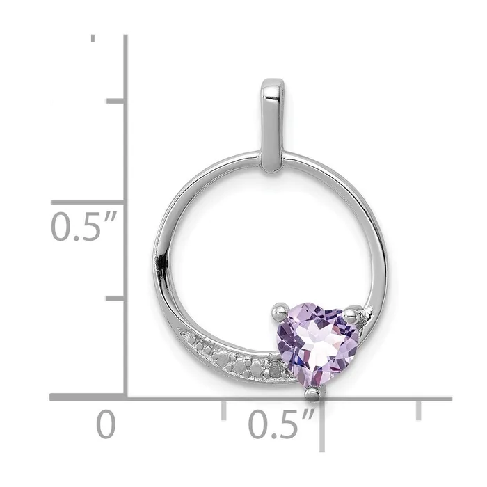 Sterling Silver Rhodiumplated Pink Quartz Diamond Pendant Goldia Necklaces