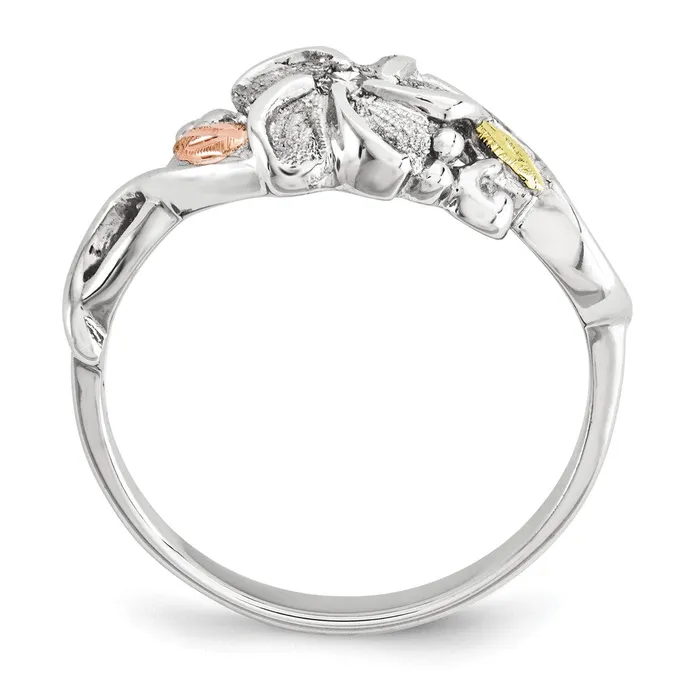 Sterling Silver u0026 12k Flower Diamond Ring Goldia Rings