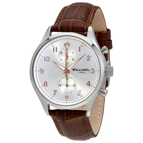 Watches Original William L 1985 Vintage Silver Dial Mens Chronograph Brown Leather Watch WLAC02GOCM JMS always Watches Original William L 1985 Vintage Silver Dial Mens Chronograph Brown Leather Watch WLAC02GOCM JMS always