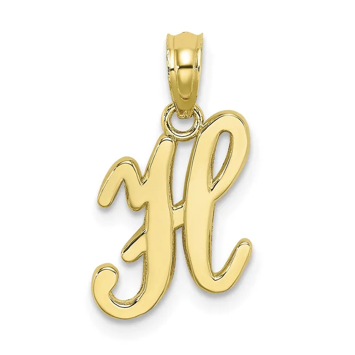 10k Yellow Gold Polished H Script Initial Charm TreasureFineJewelers Charm Necklaces 10k Yellow Gold Polished H Script Initial Charm TreasureFineJewelers Charm Necklaces