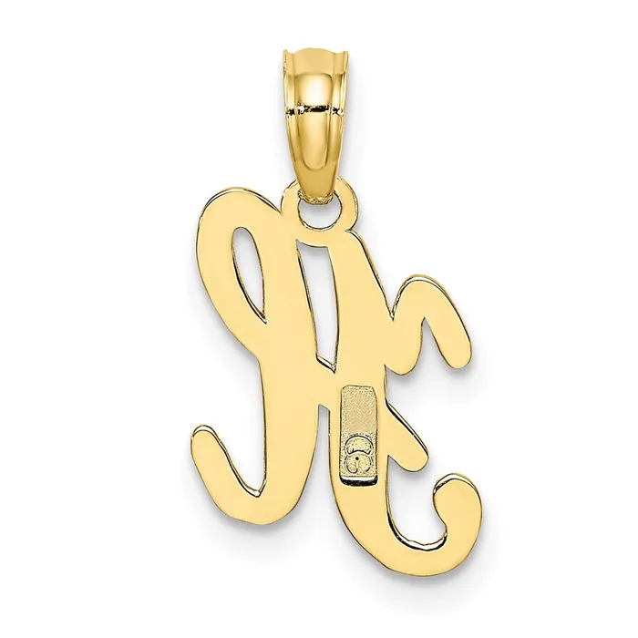 10k Yellow Gold Polished H Script Initial Charm TreasureFineJewelers Charm Necklaces