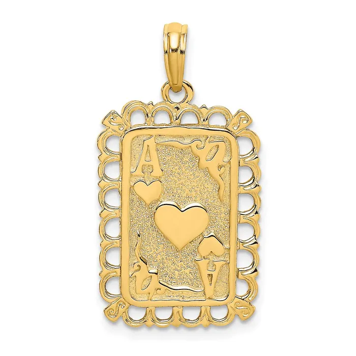 14K Hearts w Ace Playing Cards Charm TreasureFineJewelers Charm Necklaces 14K Hearts w Ace Playing Cards Charm TreasureFineJewelers Charm Necklaces