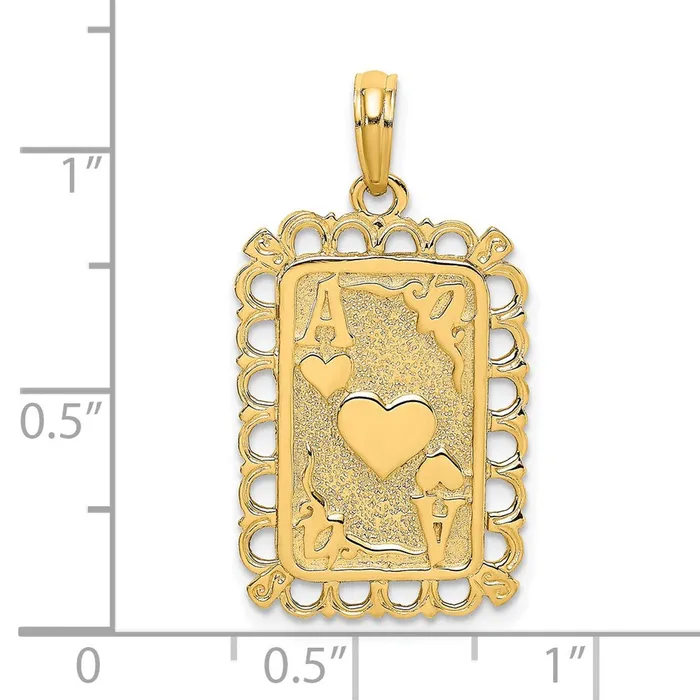 14K Hearts w Ace Playing Cards Charm TreasureFineJewelers Charm Necklaces