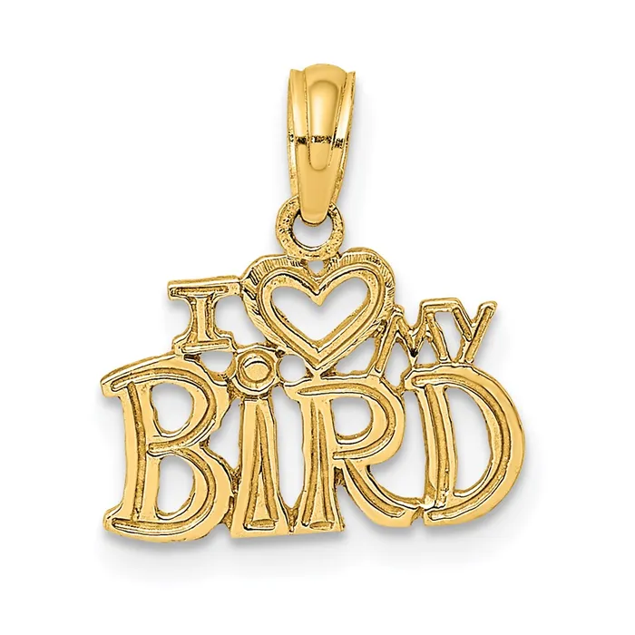 14K I HEART MY BIRD Charm TreasureFineJewelers Charm Necklaces