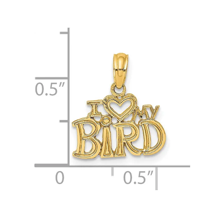 14K I HEART MY BIRD Charm TreasureFineJewelers Charm Necklaces