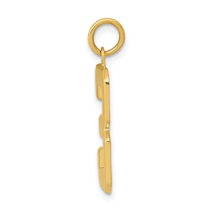 14k Large Polished Number 3 Charm TreasureFineJewelers Charm Necklaces