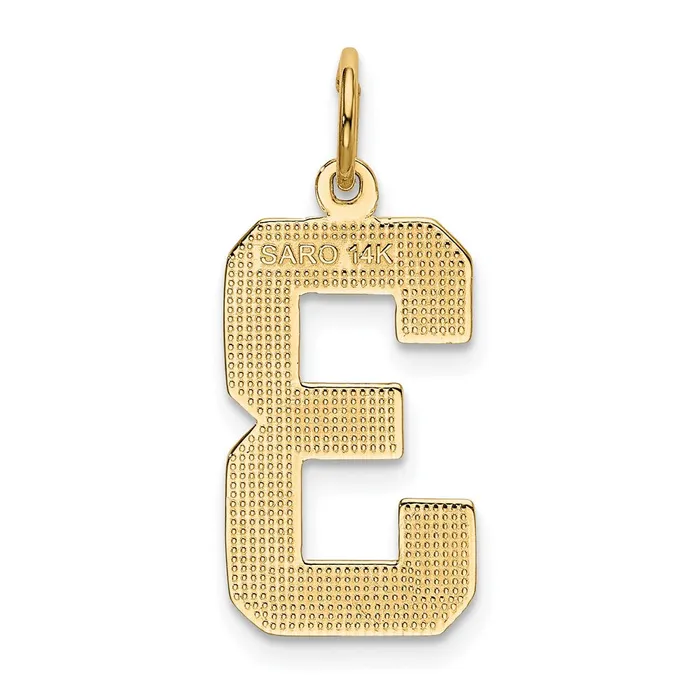 14k Large Polished Number 3 Charm TreasureFineJewelers Charm Necklaces