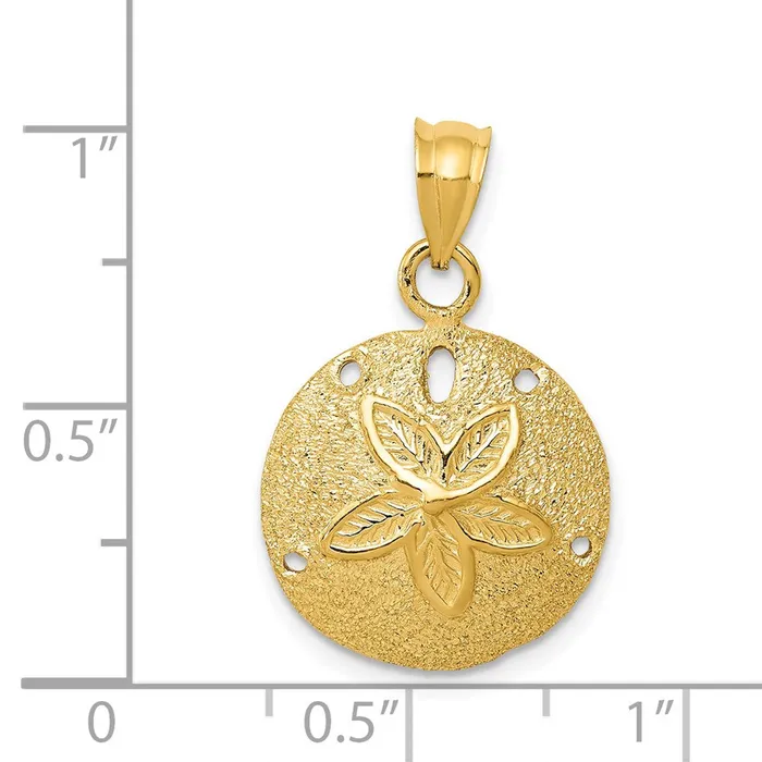 14k Solid Polished LaserCut Sand Dollar Pendant TreasureFineJewelers Necklaces