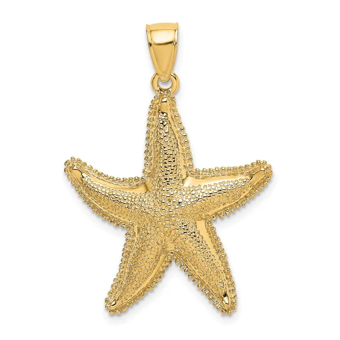 14K Texutred Starfish Charm TreasureFineJewelers Charm Necklaces