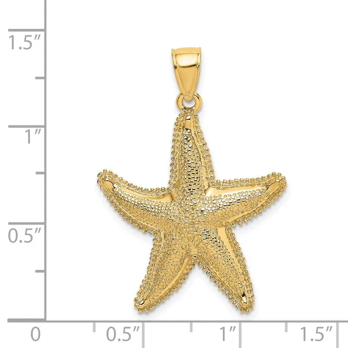 14K Texutred Starfish Charm TreasureFineJewelers Charm Necklaces