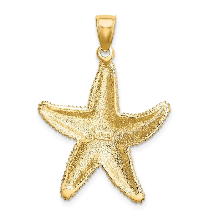 14K Texutred Starfish Charm TreasureFineJewelers Charm Necklaces