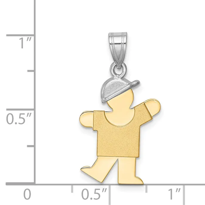 14k TwoTone Small Boy w Hat on Left Engravable Charm TreasureFineJewelers Charm Necklaces