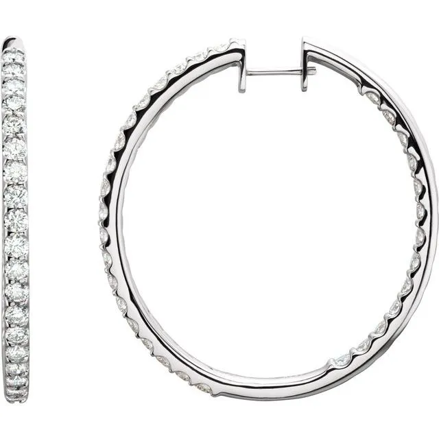 14K White 5 CTW Diamond InsideOutside Hinged 44 mm Hoop Earrings TreasureFineJewelers Earrings 14K White 5 CTW Diamond InsideOutside Hinged 44 mm Hoop Earrings TreasureFineJewelers Earrings