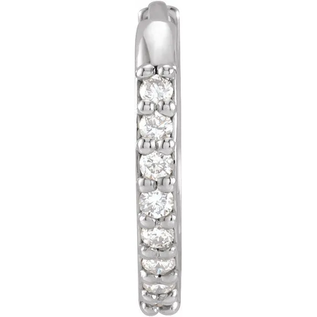14K White Gold 07 CT Natural Diamond Single 125 mm Huggie Earring TreasureFineJewelers Earrings 14K White Gold 07 CT Natural Diamond Single 125 mm Huggie Earring TreasureFineJewelers Earrings
