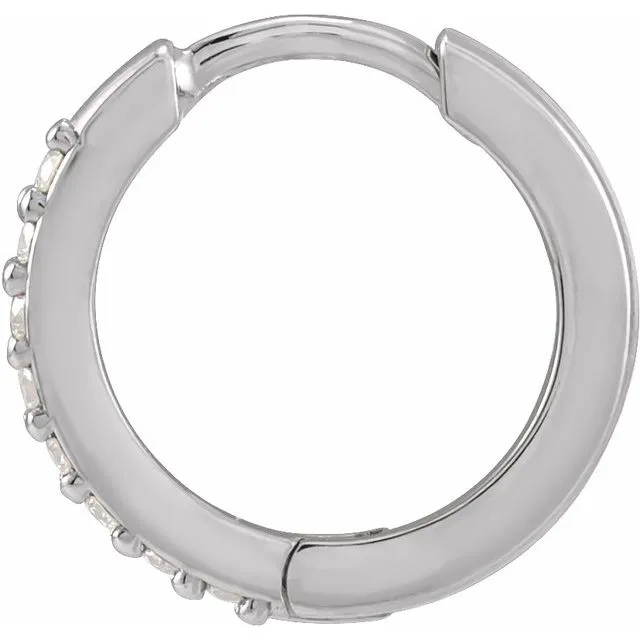 14K White Gold 07 CT Natural Diamond Single 125 mm Huggie Earring TreasureFineJewelers Earrings