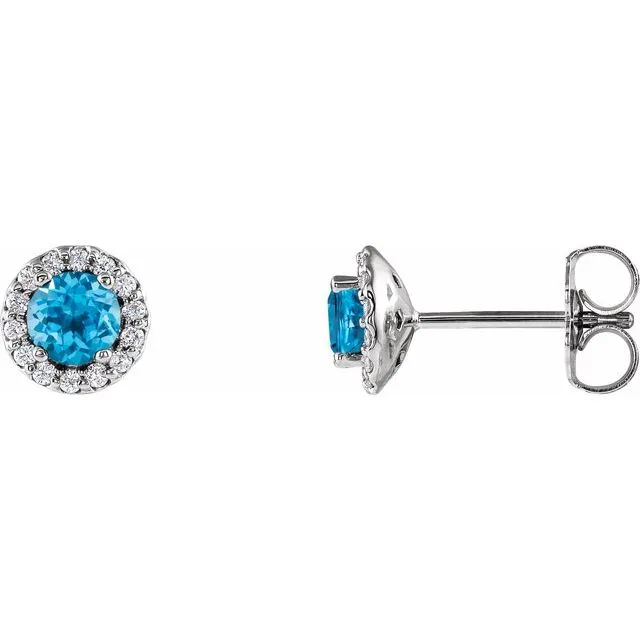 14K White Gold 4 mm Natural Swiss Blue Topaz 110 CTW Natural Diamond Earrings TreasureFineJewelers Earrings 14K White Gold 4 mm Natural Swiss Blue Topaz 110 CTW Natural Diamond Earrings TreasureFineJewelers Earrings