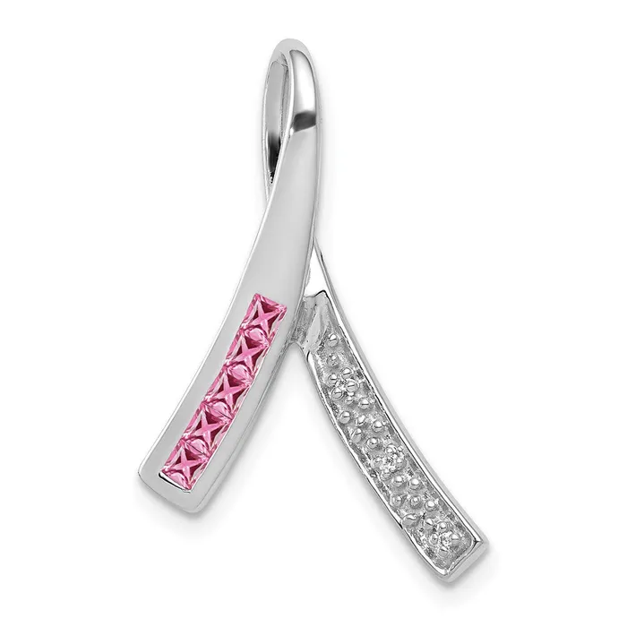 14k White Gold Diamond and Pink Sapphire Pendant TreasureFineJewelers Necklaces 14k White Gold Diamond and Pink Sapphire Pendant TreasureFineJewelers Necklaces