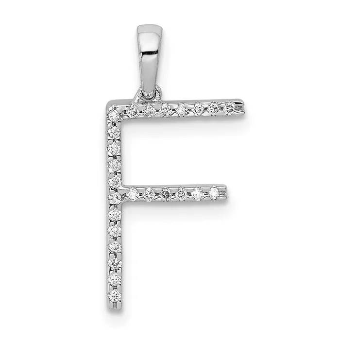 14K White Gold Diamond Letter F Initial Pendant TreasureFineJewelers Necklaces 14K White Gold Diamond Letter F Initial Pendant TreasureFineJewelers Necklaces