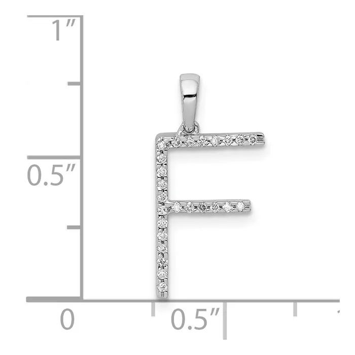 14K White Gold Diamond Letter F Initial Pendant TreasureFineJewelers Necklaces